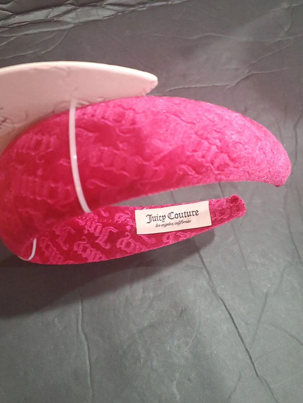 Juicy Couture 2 pack fuchsia raspberry Juicy embossed plush velvet headbands nee
